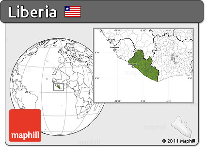 Satellite Location Map of Liberia, blank outside