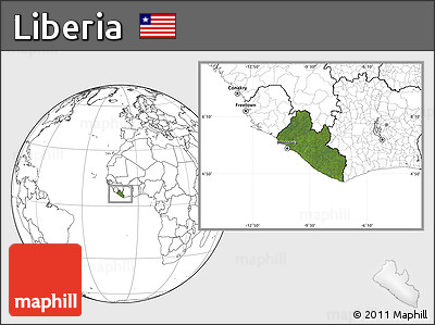 Satellite Location Map of Liberia, blank outside