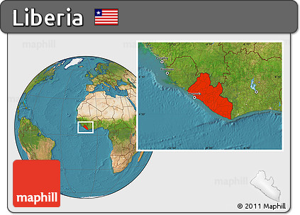Satellite Location Map of Liberia