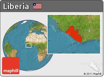 Satellite Location Map of Liberia
