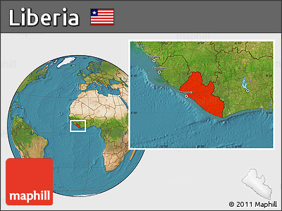 Satellite Location Map of Liberia