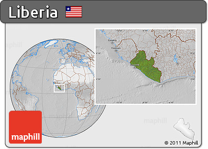 Satellite Location Map of Liberia, lighten, desaturated
