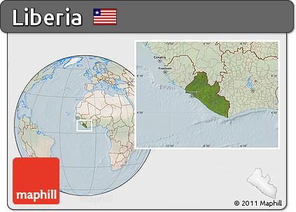 Satellite Location Map of Liberia, lighten