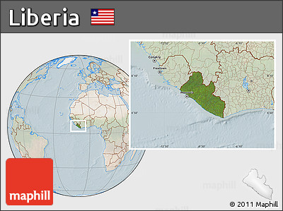Satellite Location Map of Liberia, lighten