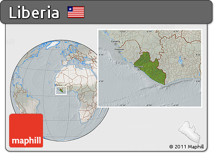 Satellite Location Map of Liberia, lighten, semi-desaturated