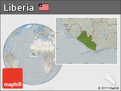 Satellite Location Map of Liberia, lighten, semi-desaturated