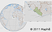 Savanna Style Location Map of Liberia, lighten, desaturated, hill shading