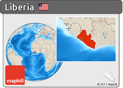 Shaded Relief Location Map of Liberia