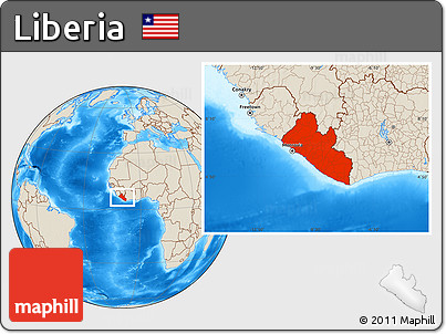 Shaded Relief Location Map of Liberia