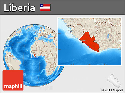 Shaded Relief Location Map of Liberia