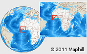 Shaded Relief Location Map of Liberia, highlighted continent, within the entire continent