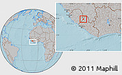 Gray Location Map of Guma, within the entire country, hill shading
