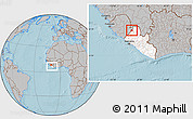 Gray Location Map of Guma, highlighted country, within the entire country, hill shading