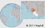 Gray Location Map of Guma, highlighted country, highlighted parent region, hill shading