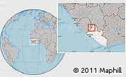 Gray Location Map of Guma, highlighted country, hill shading