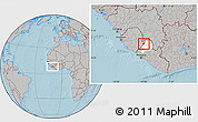 Gray Location Map of Guma, highlighted parent region, hill shading