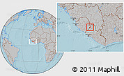 Gray Location Map of Guma, hill shading