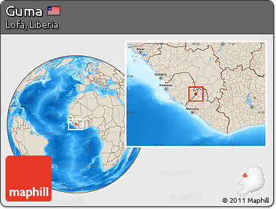 Shaded Relief Location Map of Guma