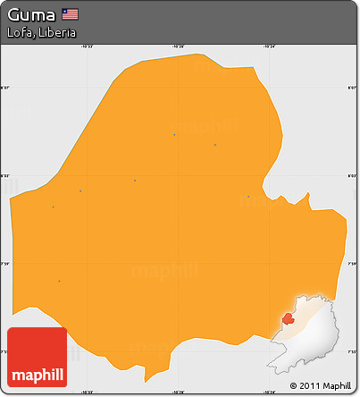 Political Simple Map of Guma, single color outside