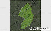 Satellite 3D Map of Zorzor, darken, semi-desaturated