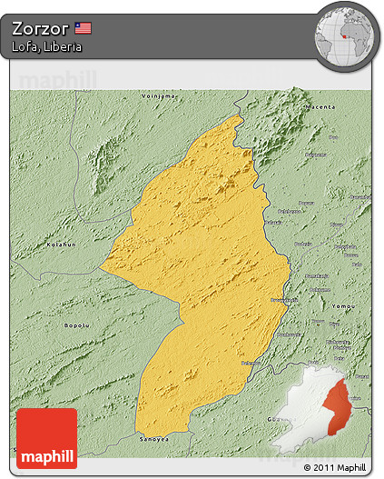 Savanna Style 3D Map of Zorzor