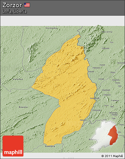 Savanna Style 3D Map of Zorzor