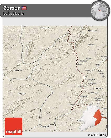 Shaded Relief 3D Map of Zorzor