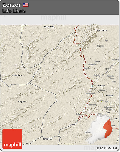 Shaded Relief 3D Map of Zorzor