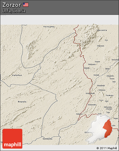 Shaded Relief 3D Map of Zorzor