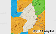 Shaded Relief 3D Map of Zorzor, political outside