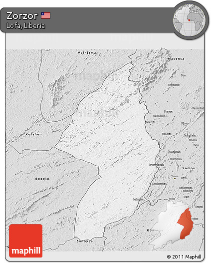 Silver Style 3D Map of Zorzor