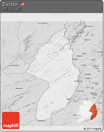 Silver Style 3D Map of Zorzor