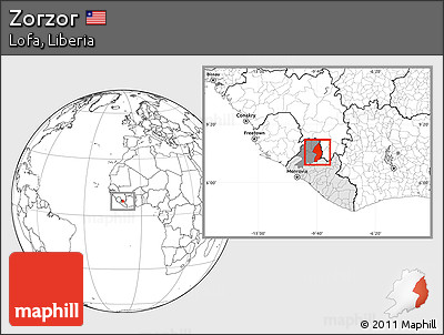Blank Location Map of Zorzor, highlighted country, highlighted parent region