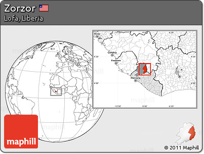 Blank Location Map of Zorzor, highlighted country, highlighted parent region