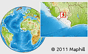 Physical Location Map of Zorzor, highlighted country, within the entire country