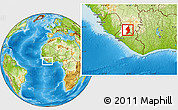 Physical Location Map of Zorzor, highlighted parent region, within the entire country