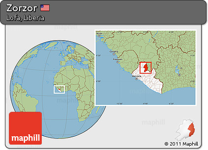 Savanna Style Location Map of Zorzor, highlighted country