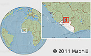 Savanna Style Location Map of Zorzor, highlighted country, highlighted parent region, hill shading