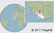 Savanna Style Location Map of Zorzor, highlighted country, hill shading