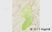 Physical Map of Zorzor, shaded relief outside