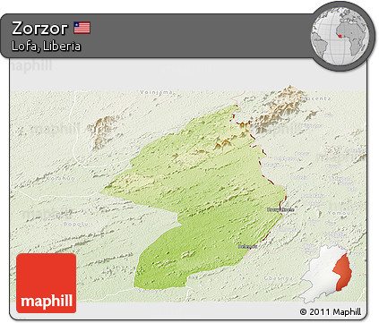 Physical Panoramic Map of Zorzor, lighten