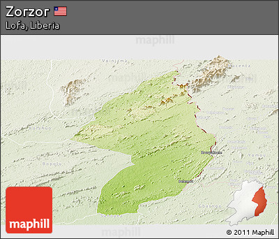 Physical Panoramic Map of Zorzor, lighten