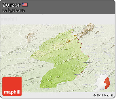 Physical Panoramic Map of Zorzor, lighten
