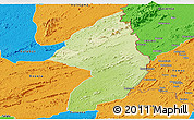 Physical Panoramic Map of Zorzor, political outside