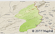 Physical Panoramic Map of Zorzor, shaded relief outside