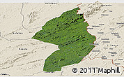 Satellite Panoramic Map of Zorzor, shaded relief outside