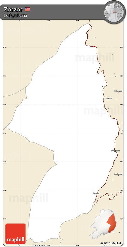 Classic Style Simple Map of Zorzor