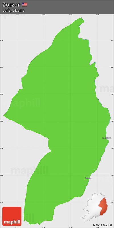Political Simple Map of Zorzor, single color outside