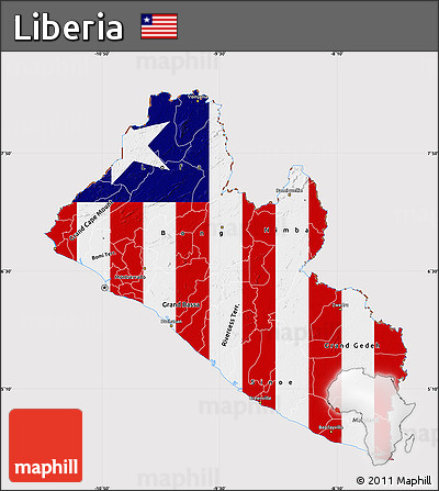 Flag Map of Liberia, flag rotated