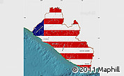 Flag Map of Liberia, single color outside, satellite sea, flag centered